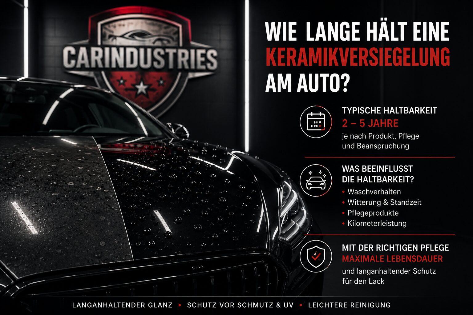 CarIndustries Blogbeitrag: Wie lange hält eine Keramikversiegelung am Auto?