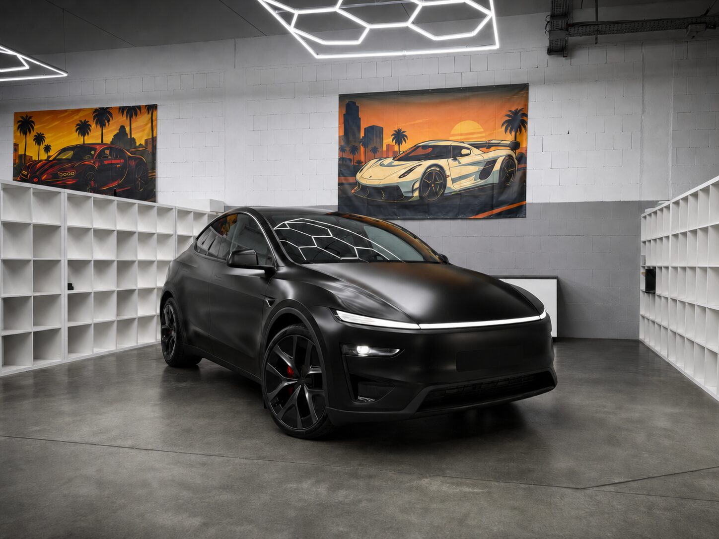 Premiumfahrzeug in minimalistischem Showroom als visuelle Darstellung für hochwertige Lackschutzlösungen im Premium-Segment